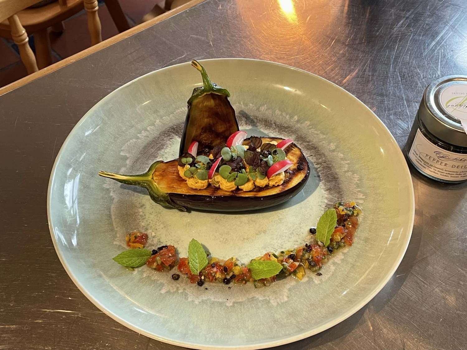 Lachs/Jakobsmuschel/grüner Spargel/Pasta von Küchenchef Alexander Junker